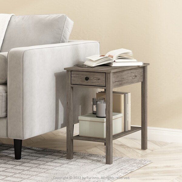 Furinno Classic Rectangular Side Table with Drawer