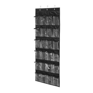 Honey-Can-Do 57 in. H 12-Pair Black Polyester Hanging Shoe Organizer SFT-01249