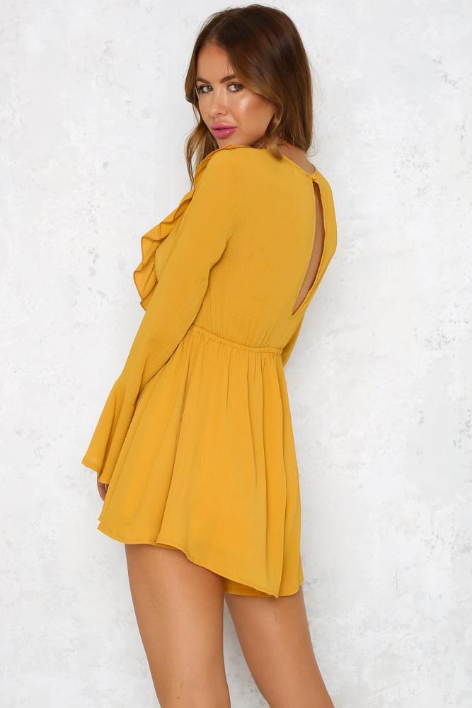 Kiss Me Quick Romper Mustard