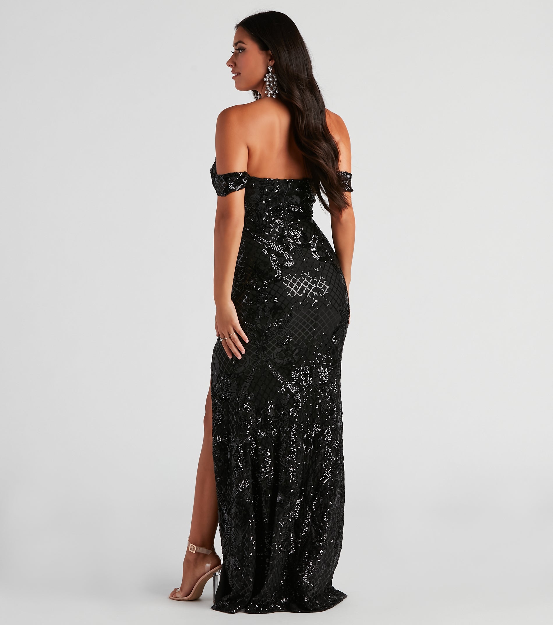 Penelope Off-The-Shoulder Sequin Mermaid Dress