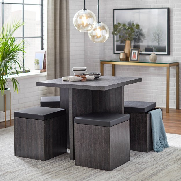 5pc Howard Dining Set With Storage Ottoman Buylateral