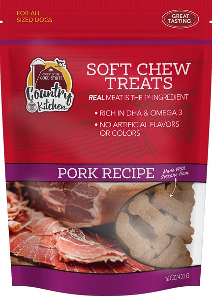 Country Kitchen Pork Flavored Soft Chew Dog Treats， 16-oz bag