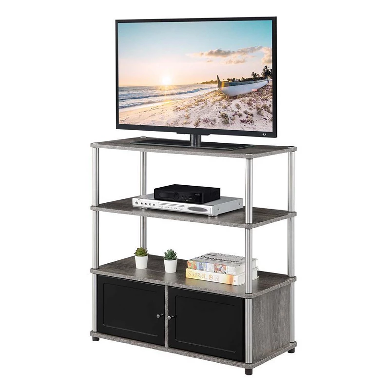 Convenience Concepts Designs2Go Highboy TV Stand with Storage Cabinets and Shelves