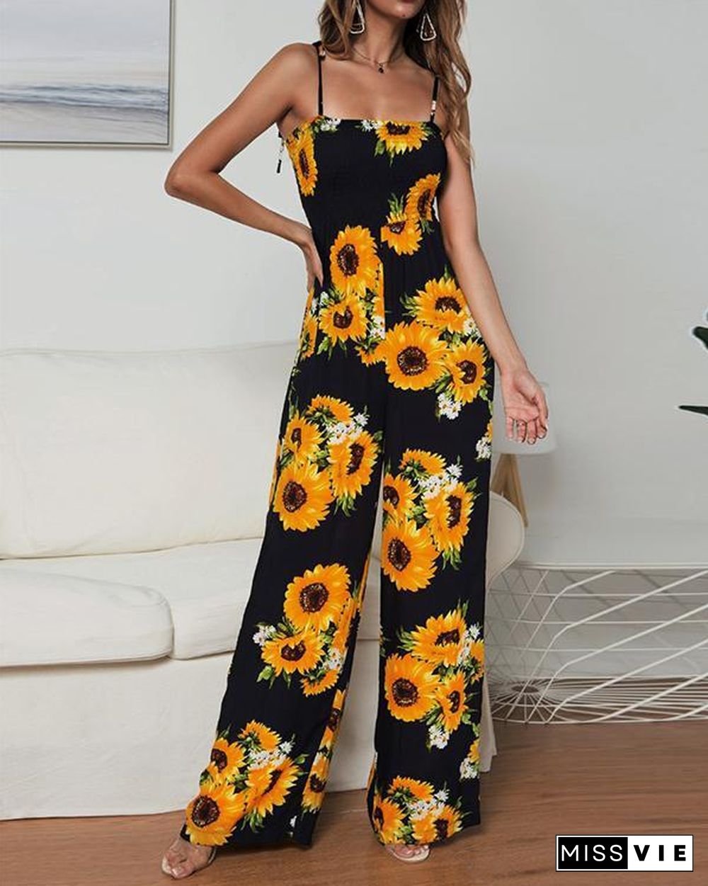 Sunflower Bohemian Long Casual Jumpsuit