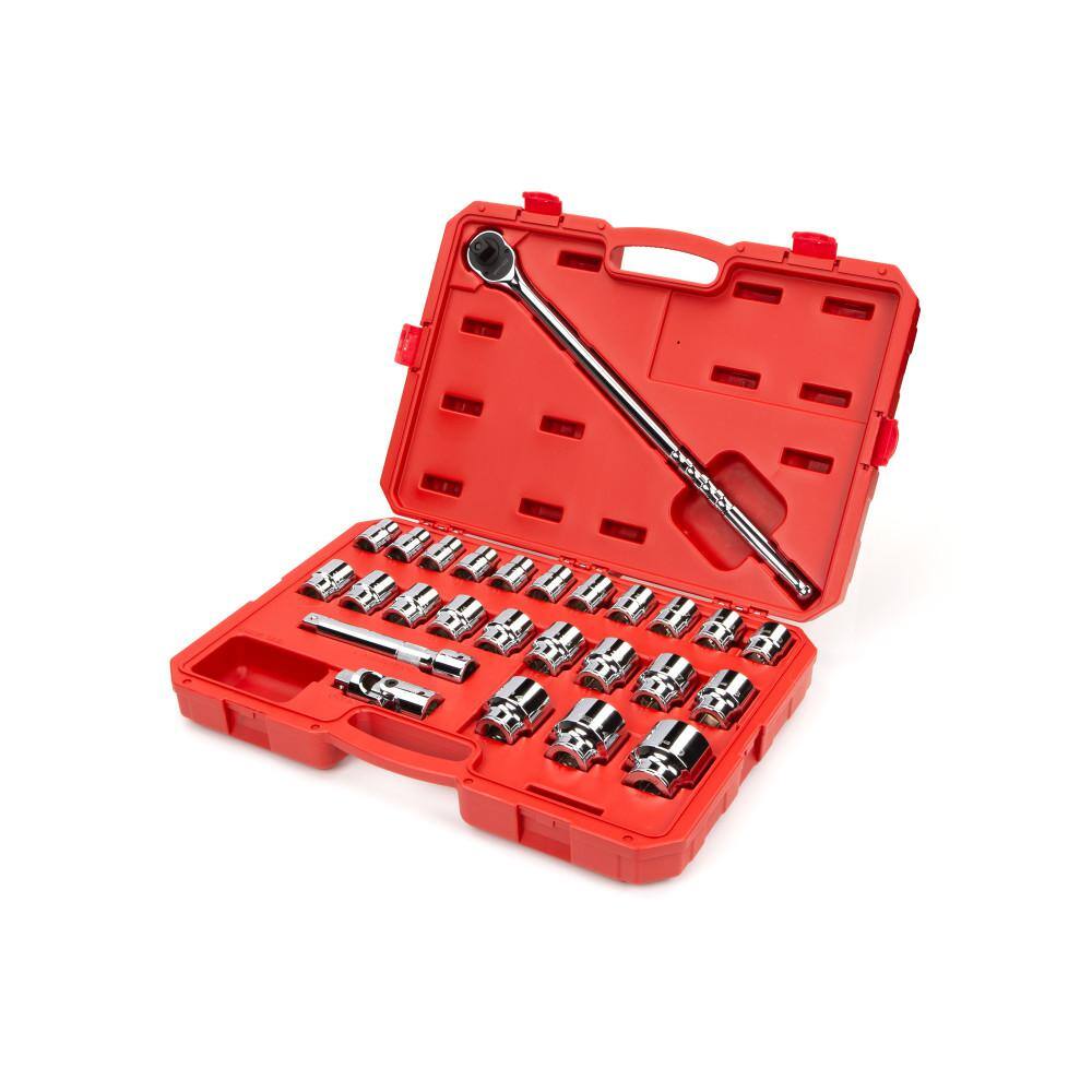 TEKTON 34 in. Drive 6-Point Socket and Ratchet Set 19 mm to 50 mm (27-Piece) SKT35204