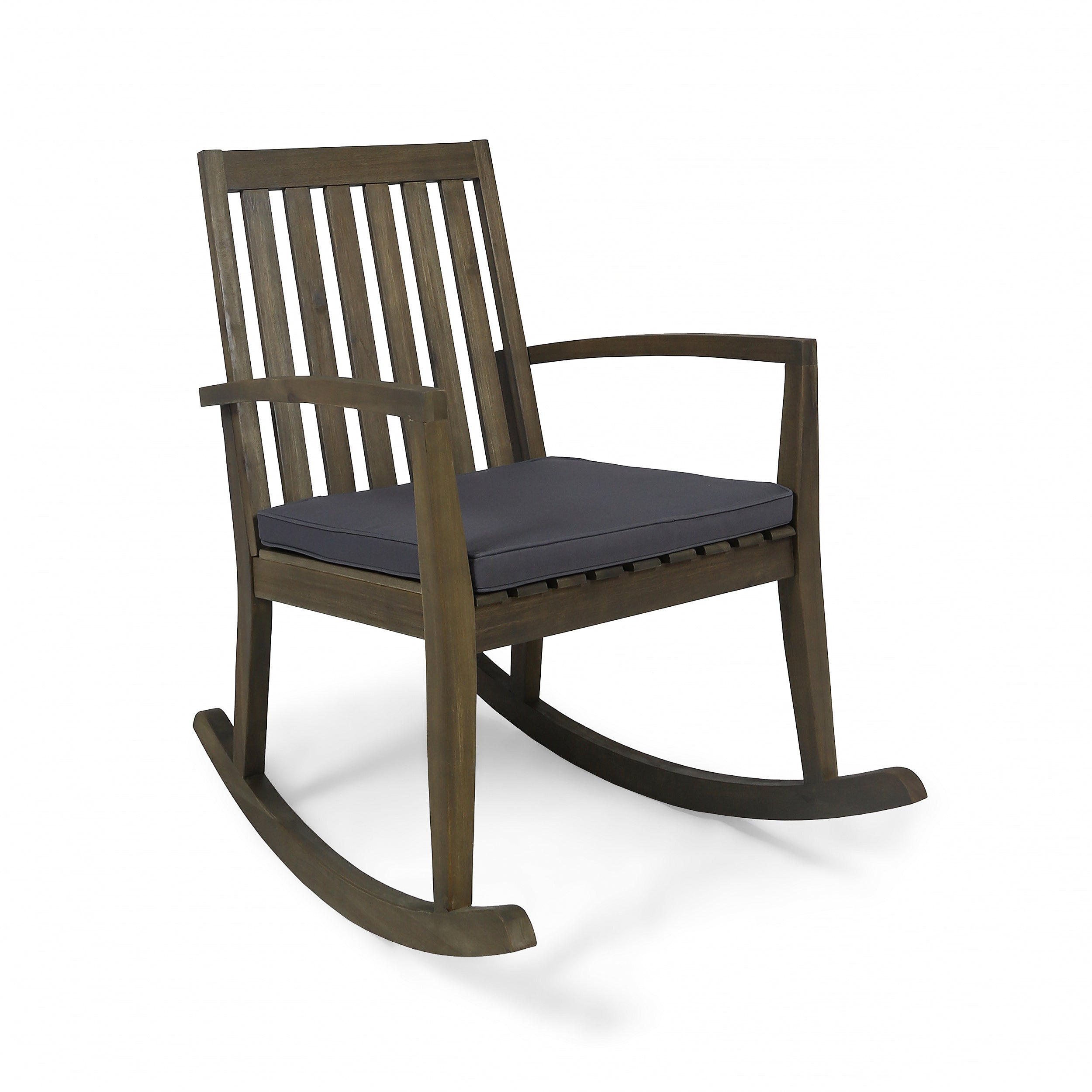 Yvonne Outdoor Acacia Wood Rocking Chair with Water-Resistant Cushions