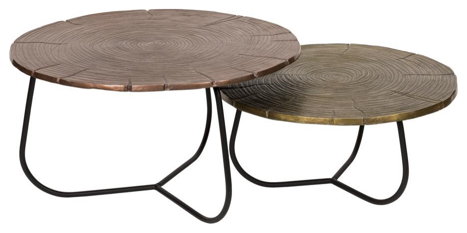 Cross Section Tables Set Of Two   Industrial   Coffee And Accent Tables   by Moe  x27s Home Collection  Houzz