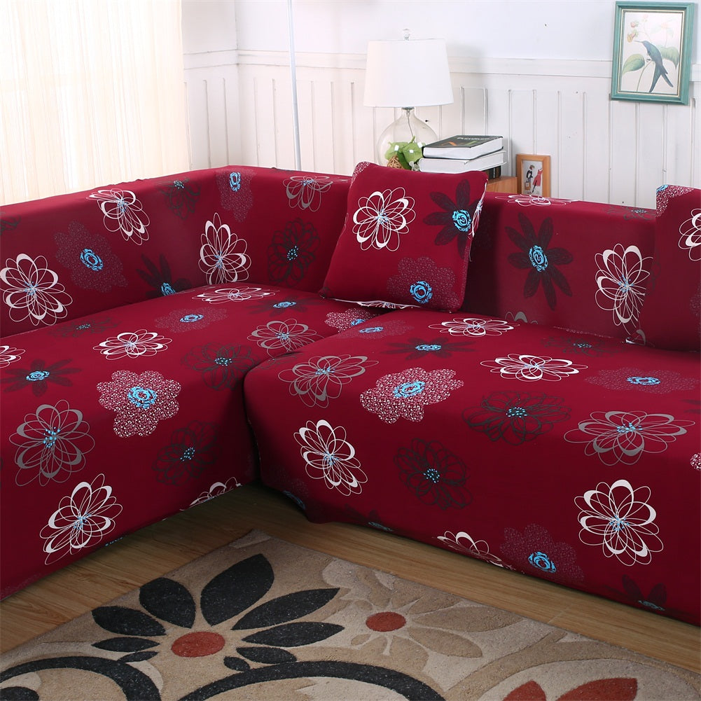 Stretch Sectional Couch Covers 2 Pieces L Shaped Floral Pattern Sofa Cover Set Soft L-Shape Slipcovers for Living Room Non Slip Furniture Protector