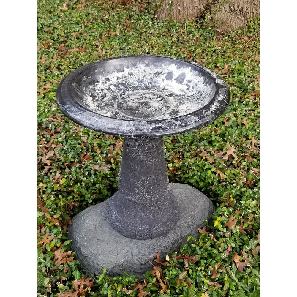 Exaco 20.5 in. H x 20 in. W Endura Clay Bird Bath Blue/Black FM-0203B