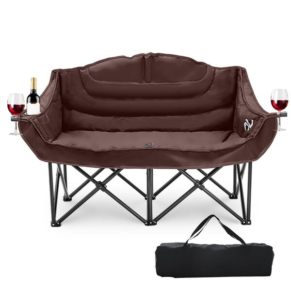 DoCred Double Seats Oversized Camping Chair with Cup Holder