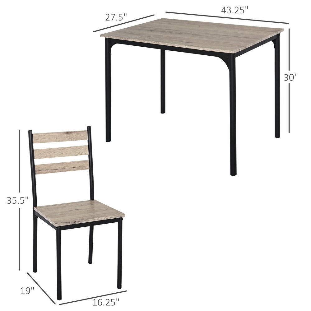 HOMCOM Modern 5 Piece Wooden Dining Kitchen table set 1 Table 4 Chairs Metal legs