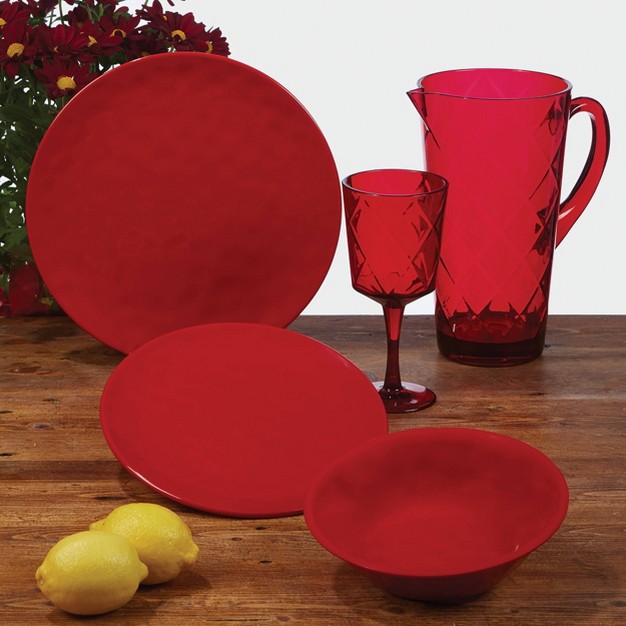 Certified International Solid Color Melamine Bowls 22oz Red Set Of 6