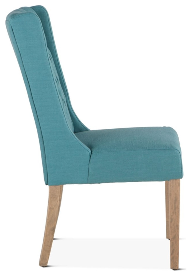 World Interiors Chloe 19.5 quotLinen Fabric Dining Chairs in Teal Blue (Set of 2)   Contemporary   Dining Chairs   by Homesquare  Houzz