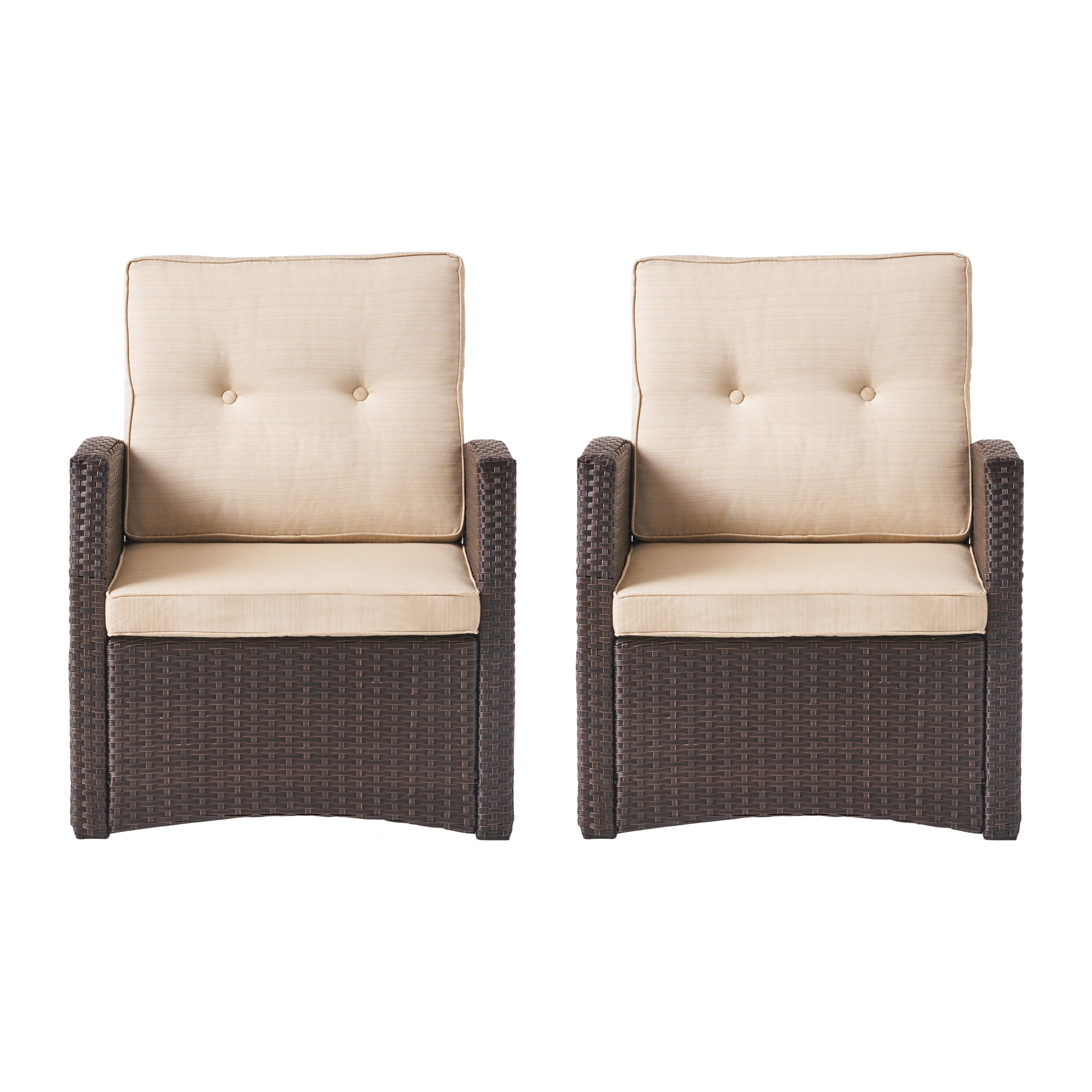 Nikki Outdoor Wicker Club Chairs with Cushions, Set of 2