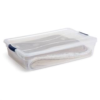 Rubbermaid 41 qt. Cleverstore Latching Stackable Storage Tote Clear (4-Pack) RMCC410008