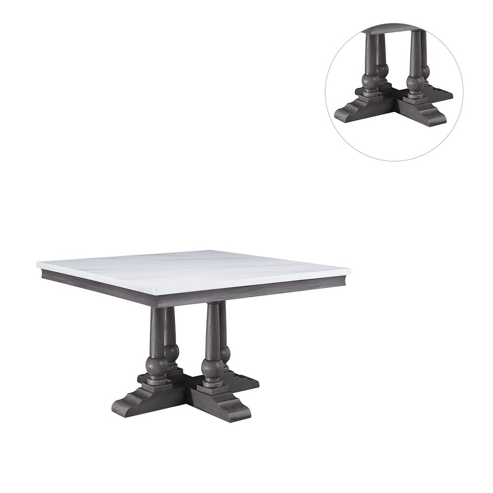 Marble Square Dining Table in White and Gray Oak