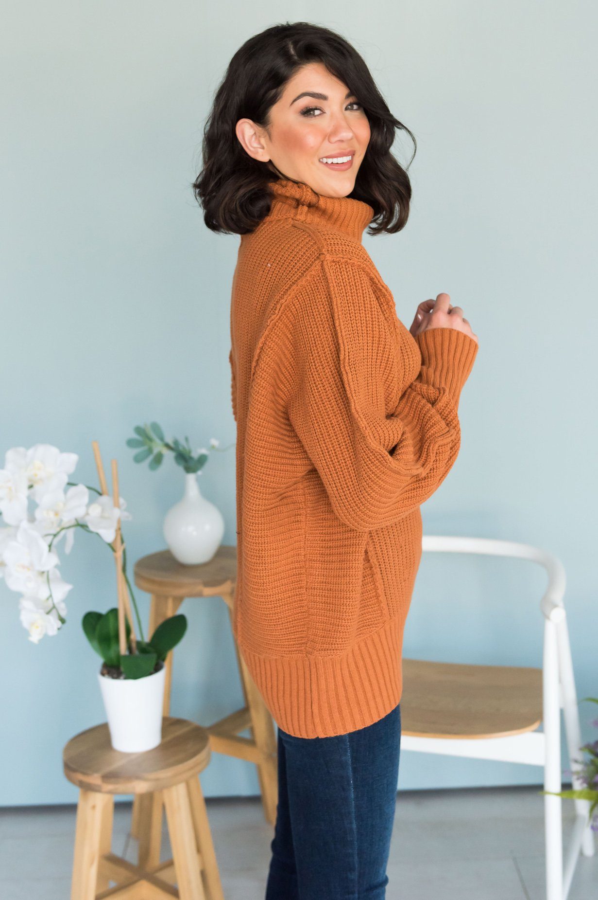 Taste of Fall Chunky Turtleneck modest Sweater