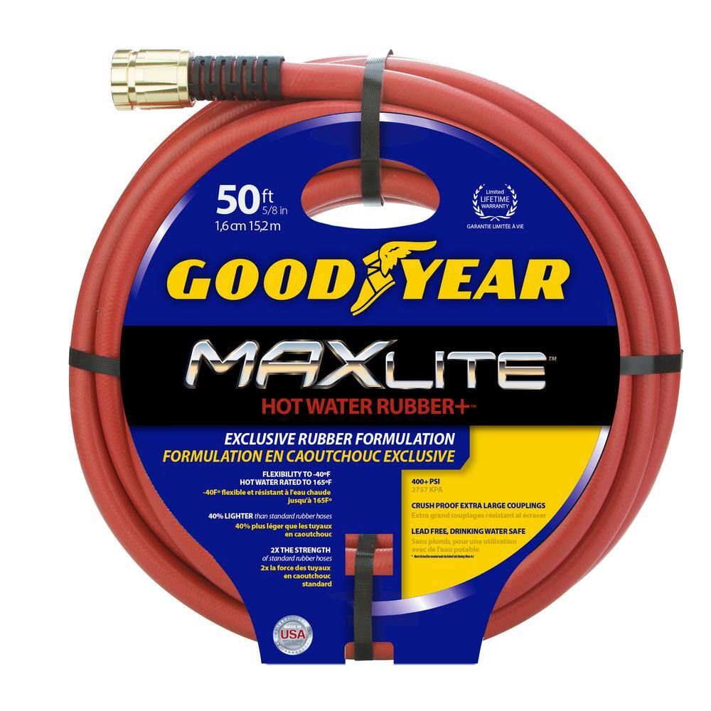 Goodyear MAXLite 58 in. x 50 ft. Premium Duty Rubber+ Hot Water Hose CGYSGHW58050