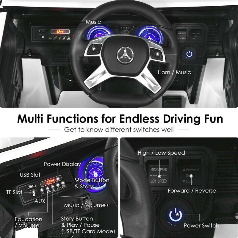 12V Mercedes-Benz Kids Electric Ride On Car Toy with Remote Control & Trunk 2 Motors