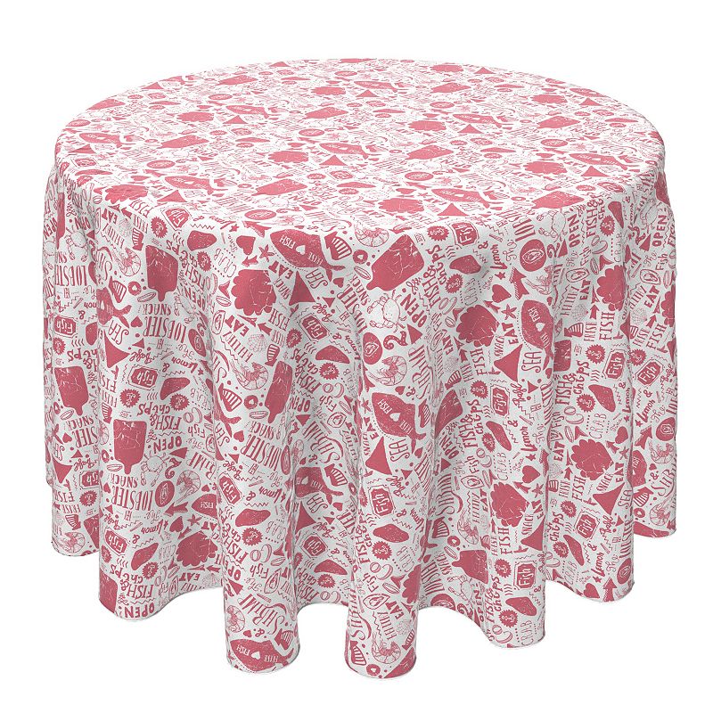 Round Tablecloth， 100% Cotton， 60 Round， Seafood Market