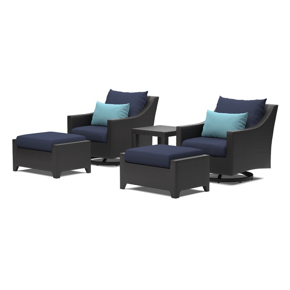 Deco 5 Piece Aluminum Outdoor Patio Motion Club Chair And Ottoman Set