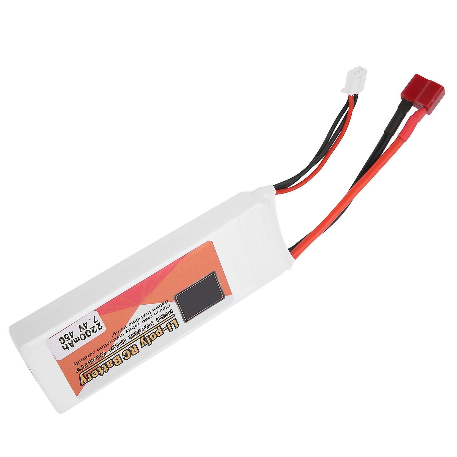 7.4v 2200mah 2s 45c Lipo Battery T Plug High Power For Rc Drone Helicopter Car Model