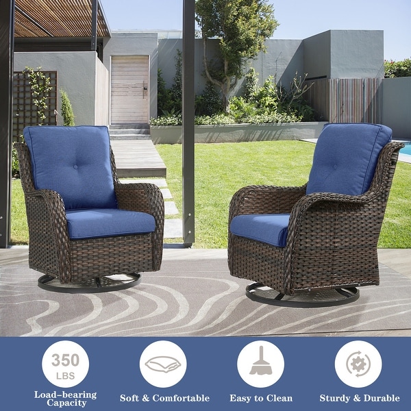 Outdoor Swivel Chairs with Sofa and Fire Pit Table