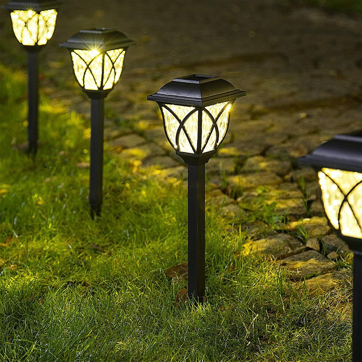 6-Piece Patterned Solar Street Light Outdoor LED Solar Garden Light, Suitable For Lawn, Courtyard And Garden Walkways