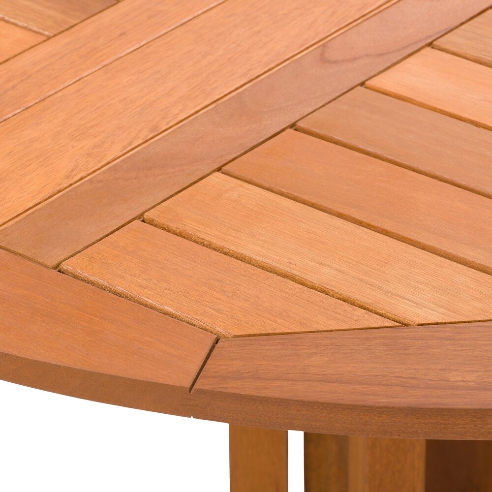 CorLiving Miramar Natural Hardwood Outdoor Folding Dining Set  5pc