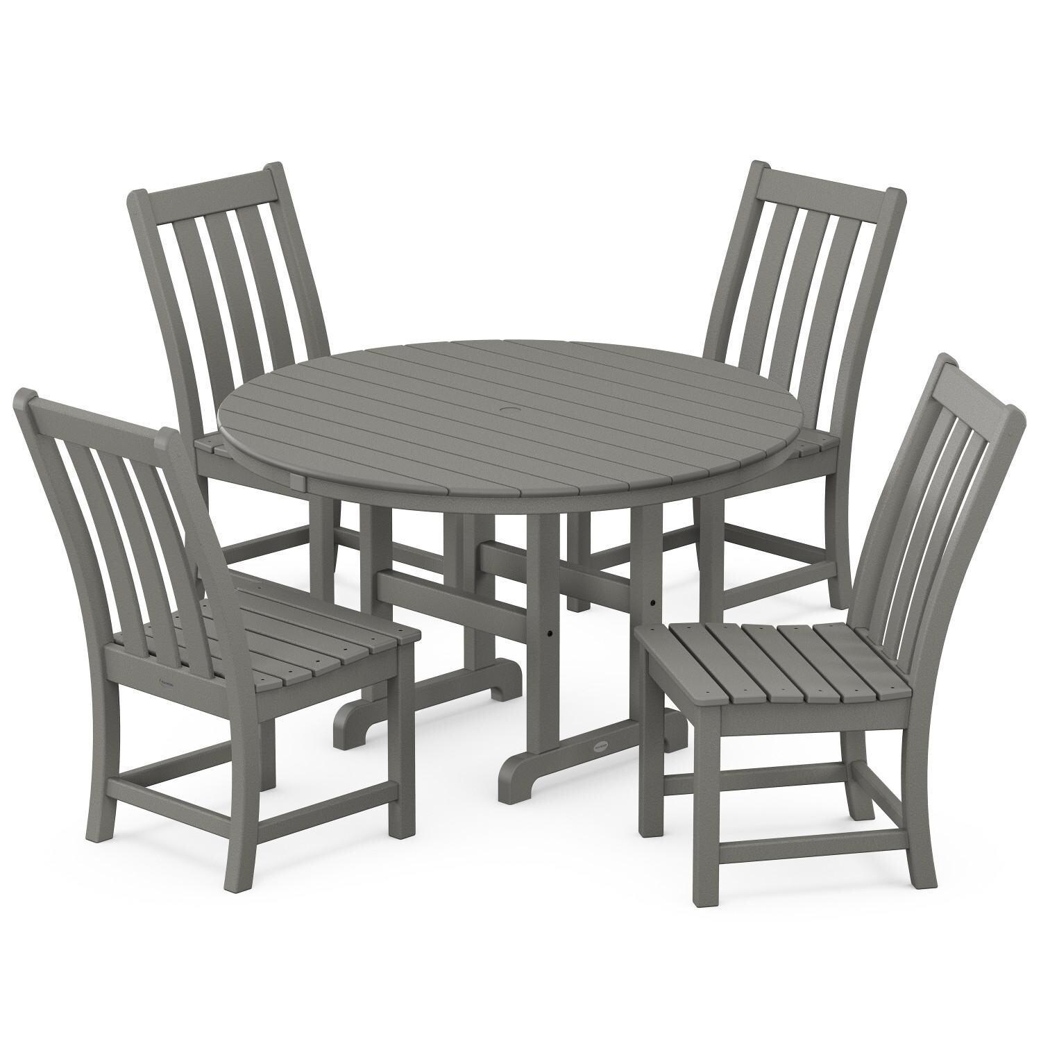 POLYWOOD Vineyard 5-Piece Round Side Chair Dining Set