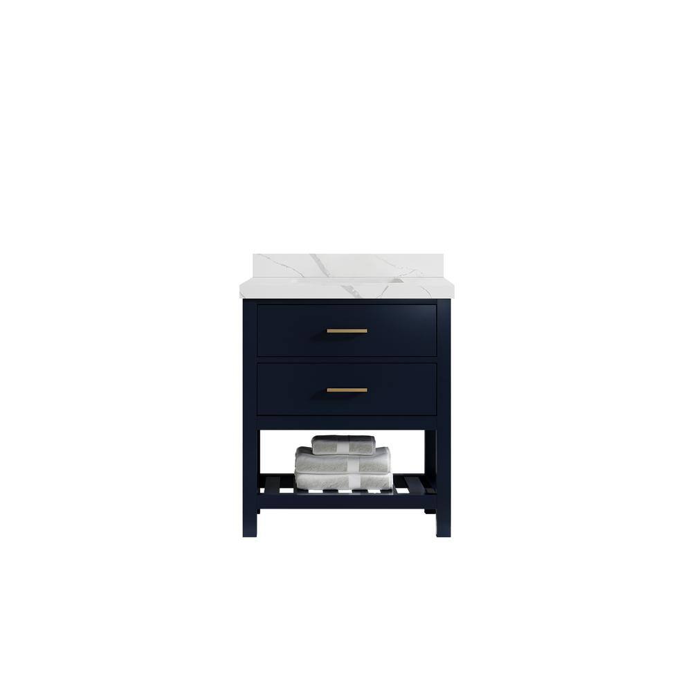 Willow Collections Parker 30 in. W x 22 in. D x 36 in. H Bath Vanity in Navy Blue with 2 in. Calacatta Quartz Top PRK_NB_CA_LZ_30