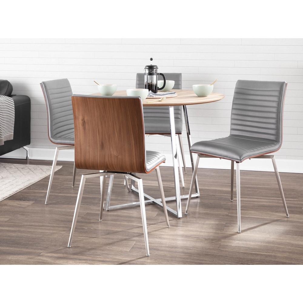 Mason Grey Swivel Chair Stainless Steel   Walnut Wood (Set of 2)