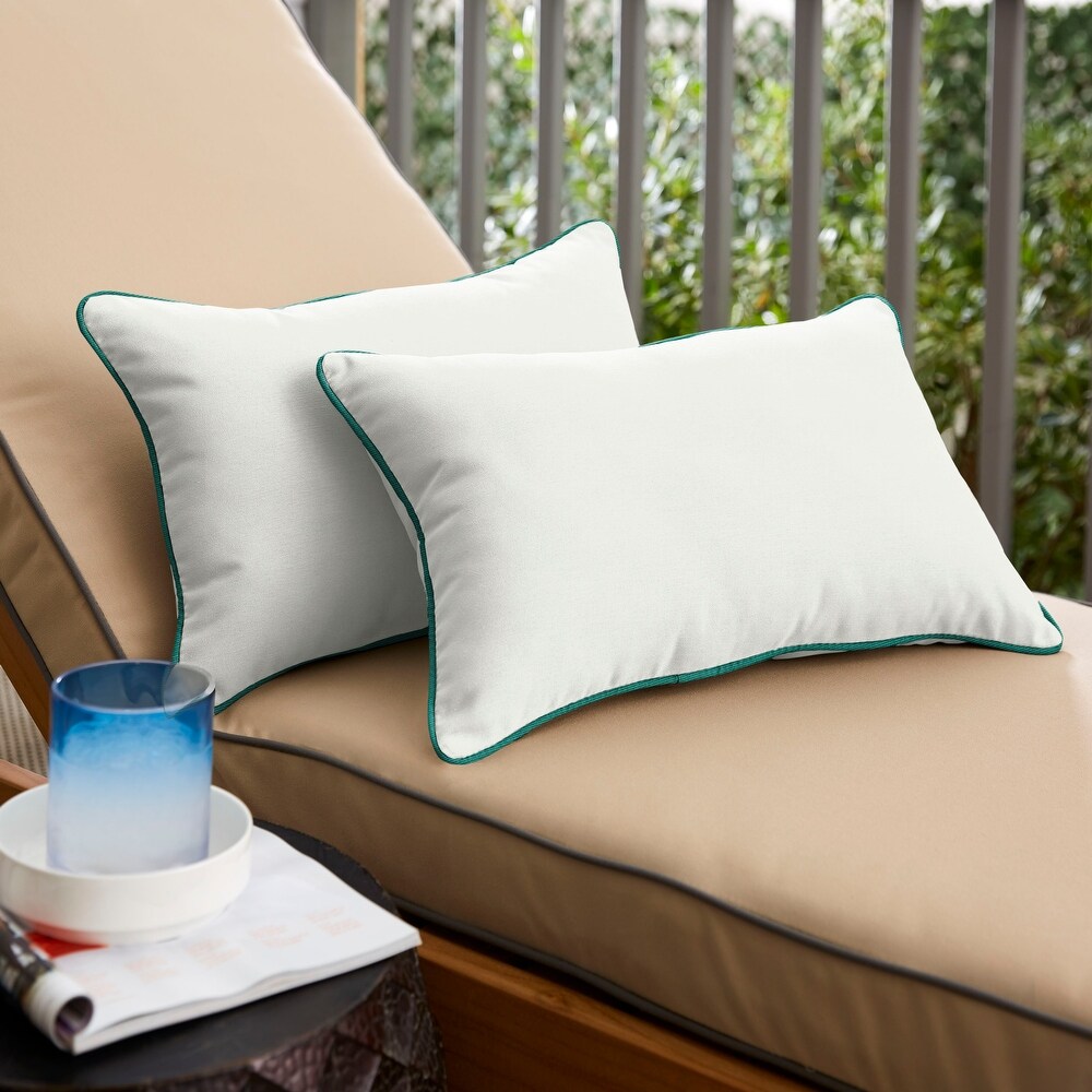 Sunbrella Canvas Natural/ Canvas Teal Indoor/ Outdoor Pillow Set