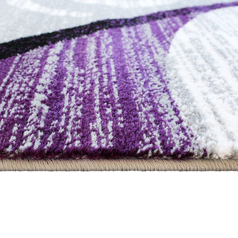 Masada Rugs Masada Rugs Stephanie Collection 6'x9' Area Rug with Modern Contemporary Design in Purple， Gray， Black and White - Design 1100