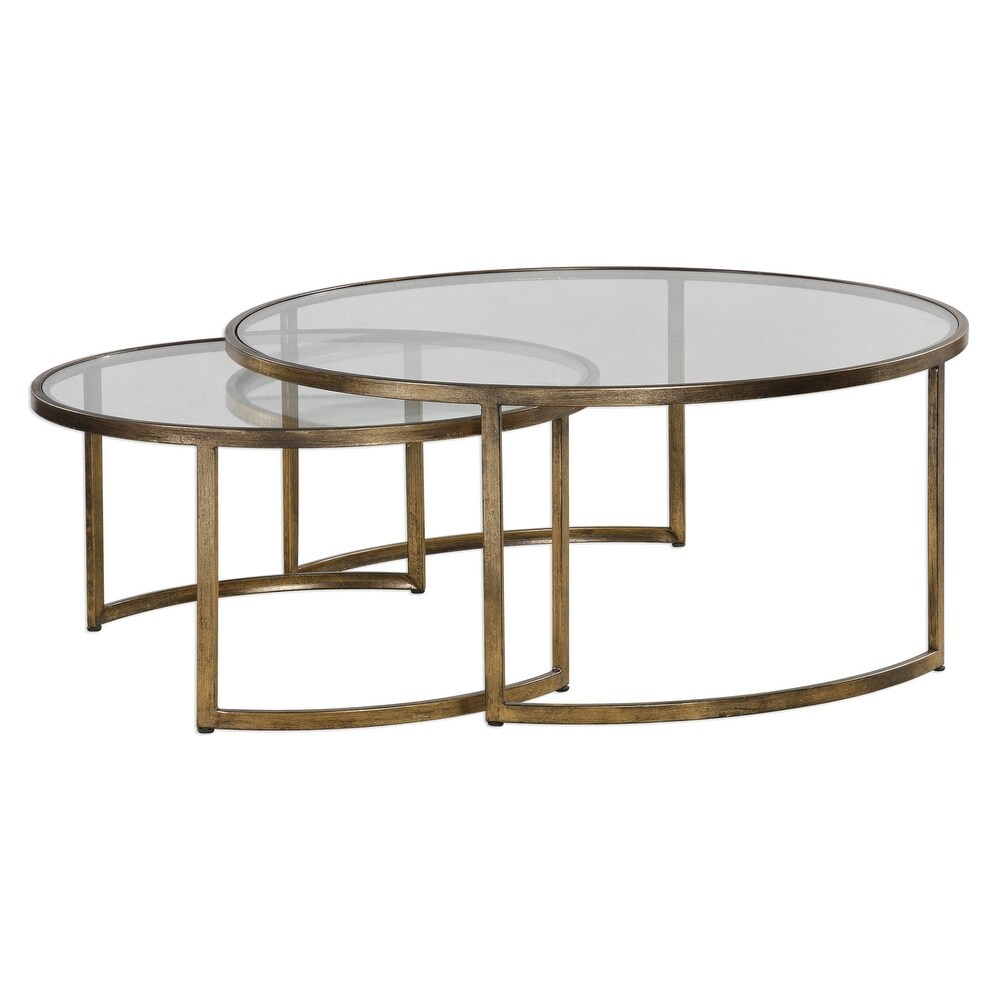 Uttermost Rhea Two Piece Metal Frame Nesting Coffee Table Set with