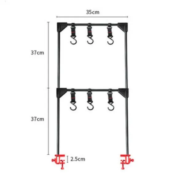 outdoor camping and hiking barbecue use aluminium camping  shelf Multifunction Folding Tableware Storage Rack Lamp Hanging rack