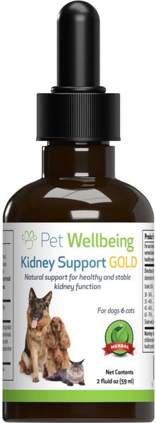 Pet Wellbeing Kidney Support GOLD Bacon Flavored Liquid Kidney Supplement for Dogs and Cats