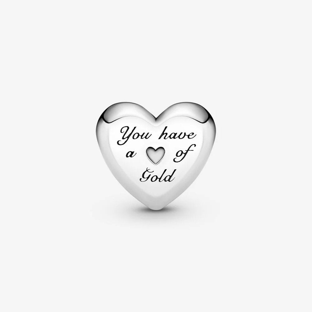 PANDORA  Domed Golden Heart Charm