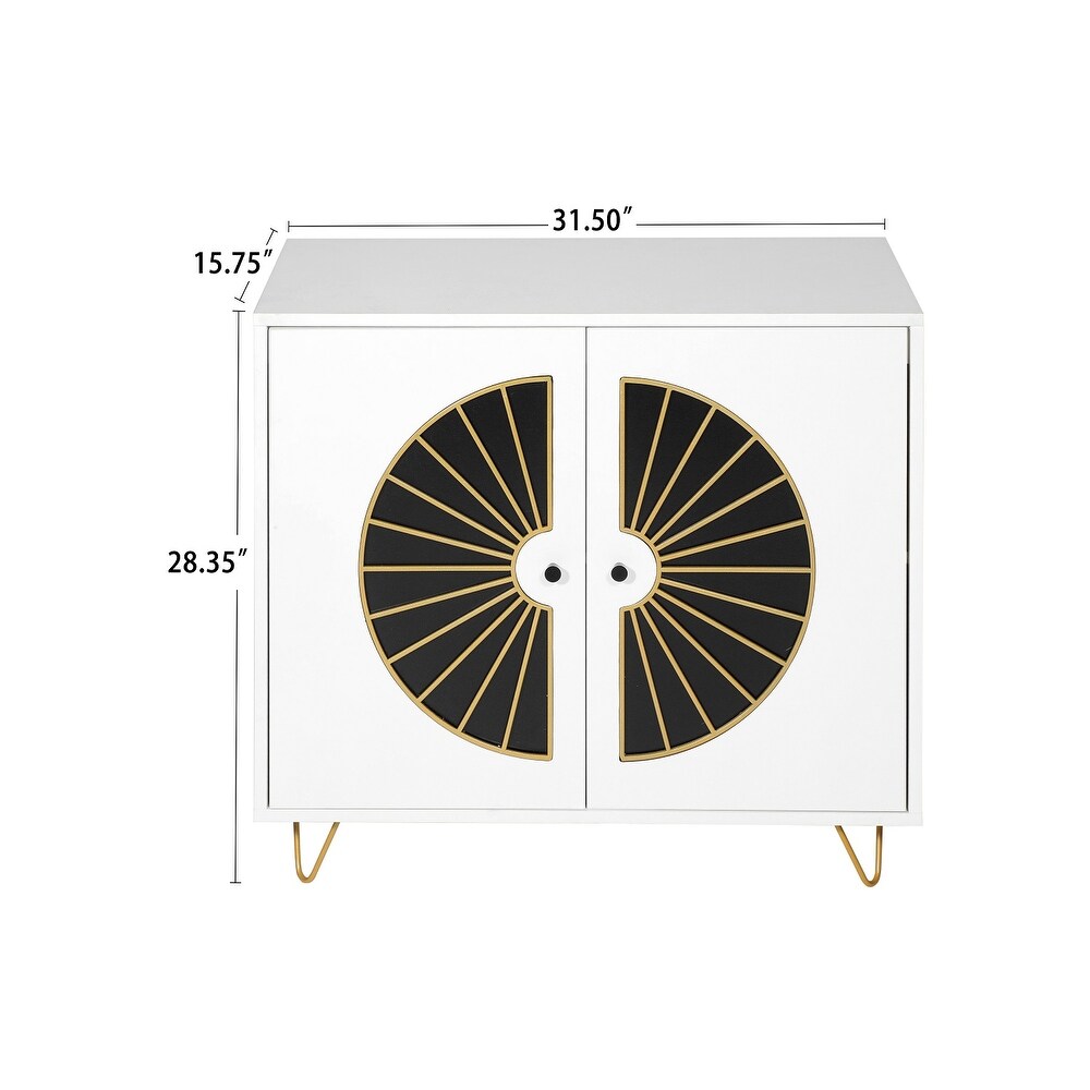 Entryway Cabinet with Fan Pattern  2 Door Entryway Storage Cabinet