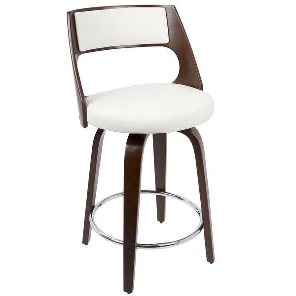 Cecina Counter Stool with Swivel Cherry and White Leather - Set of 2 - 20