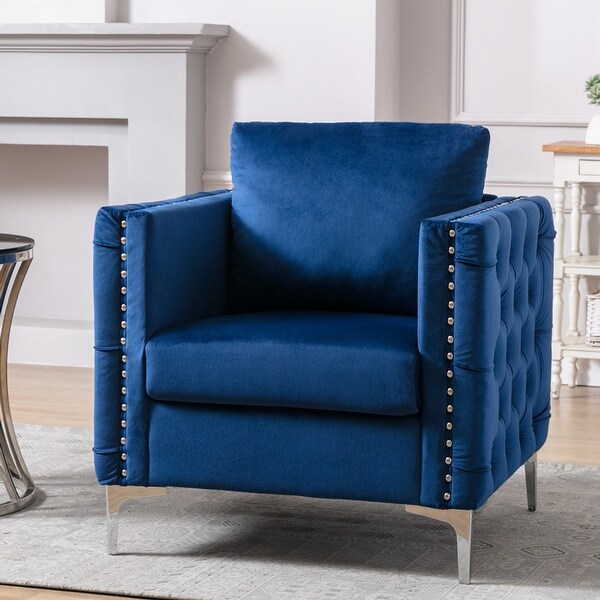 Tufted Button Accent Chair with Steel Legs