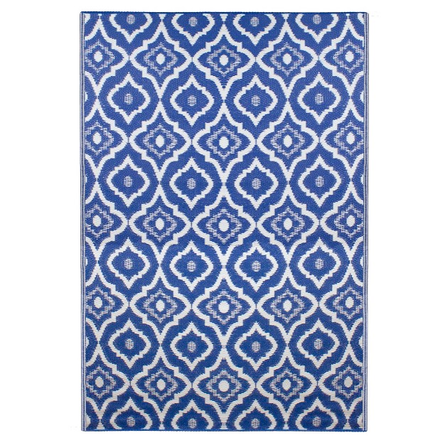 Northlight 4 x27 X 6 x27 Blue And White Geometric Rectangular Outdoor Area Rug