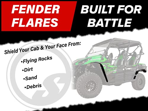 SuperATV HD Fender Flares Mud Guards for 2012+ Kawasaki Teryx 4 (See Fitment)|Extreme Durability|Protect Against Rocks， Dirt， Sand， and Mud|FF-K-TRX800