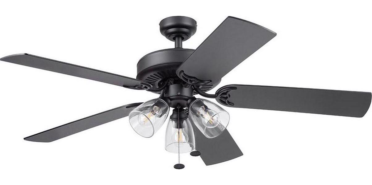 Better Homes and Gardens 52 5 Blade Matte Black Ceiling Fan with 3 Lights