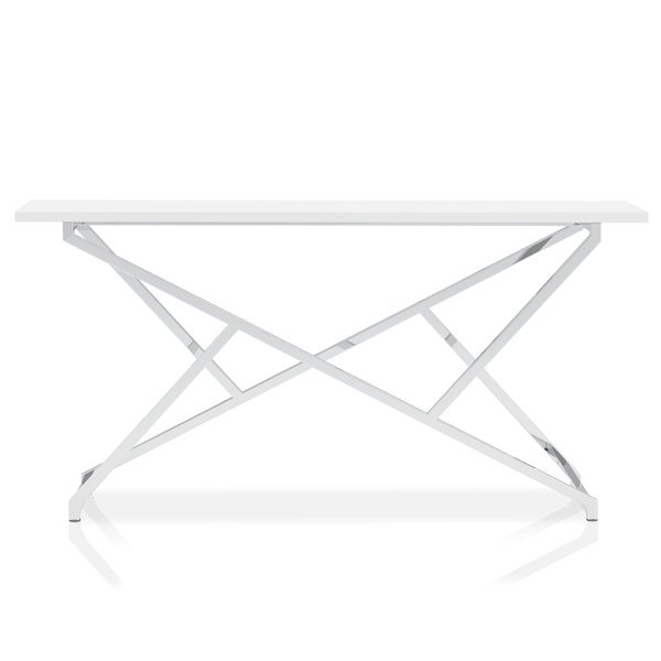 Furniture of America Cano Glam High Gloss White 60-inch Sofa Table