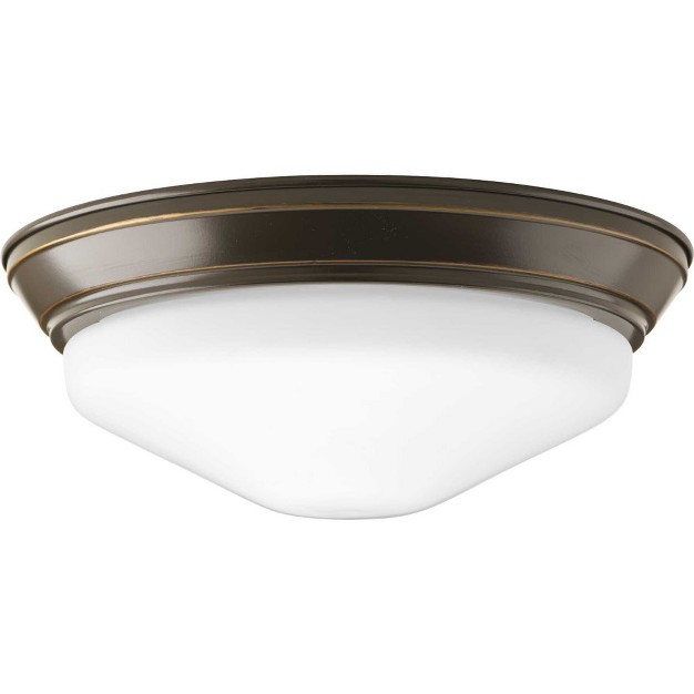 Progress Lighting Etched Glass Collection 1 light Led Flush Mount Brushed Nickel Steel Damp Rated Dimmable Canopy Included