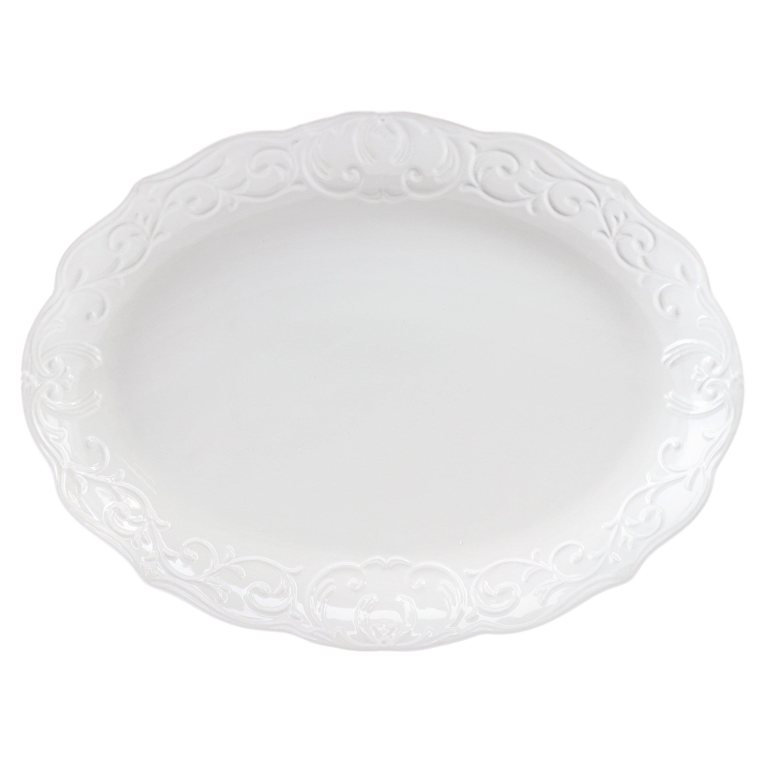 18.75 x 14 Inch Durastone Oval Platter in White