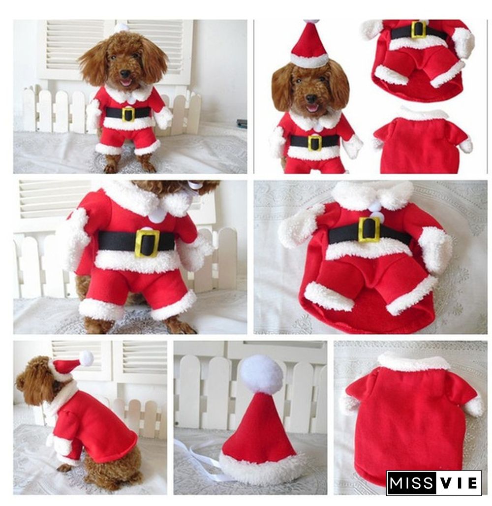 Pet Dog Princess Dress Red Christmas Coat Sweatshirt Vest Pets Cat Winter Warm Party