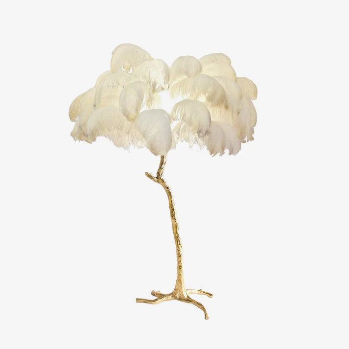 Ostrich Feather Brass Floor Lamp