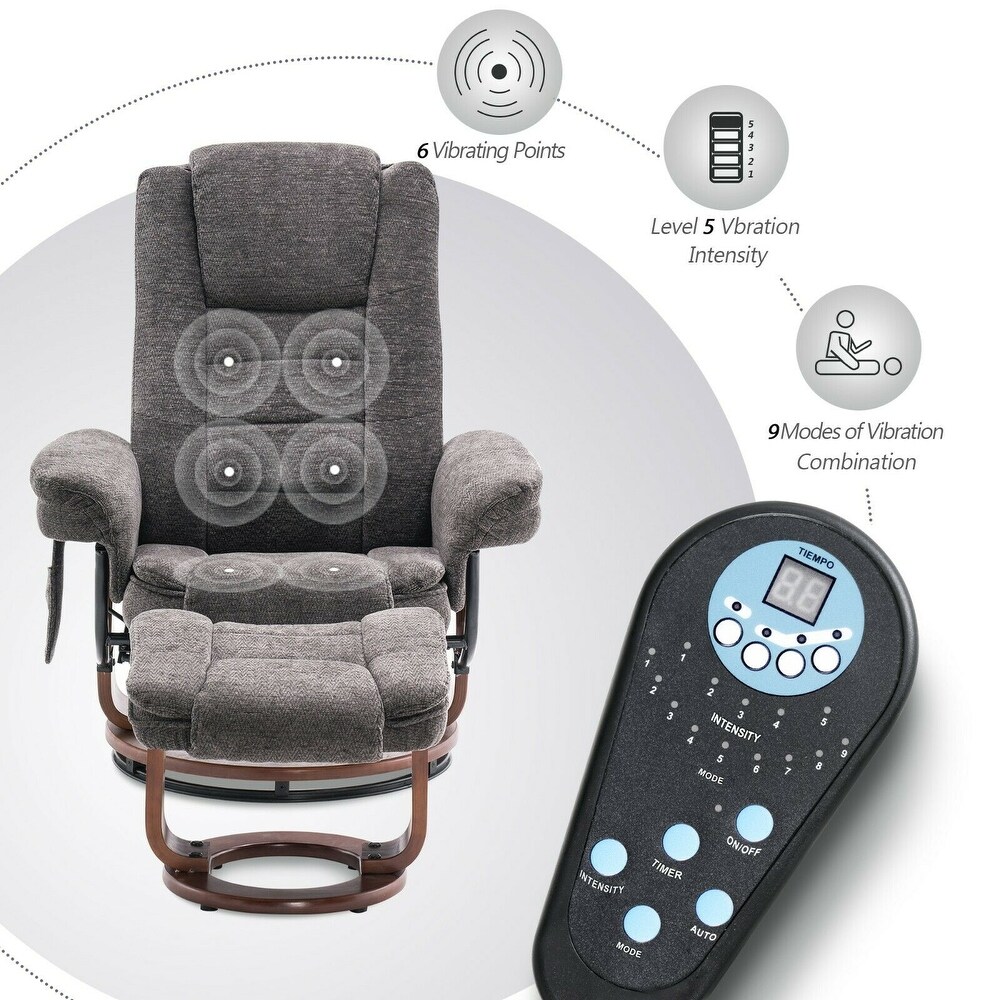 Mcombo Recliner Chair with Ottoman  Fabric Massage Swivel Chair 9099